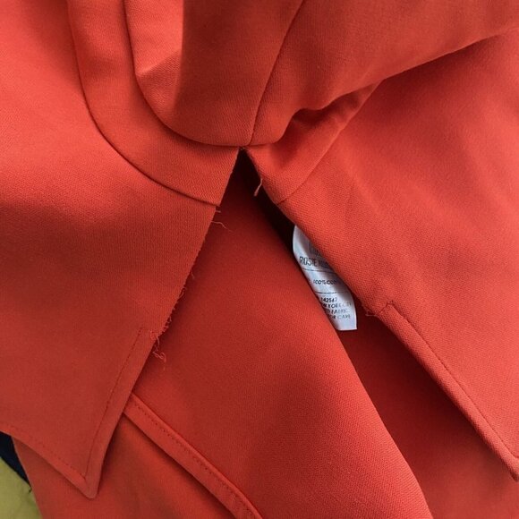 Rosie Assoulin High Neck Solid Red Crop Top Blouse Shirt Side Slit One Size - Picture 7 of 10